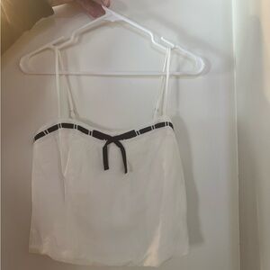 Astr White Camisole with Black Trim and Bow